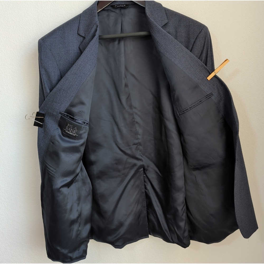Jos A Bank Big & Tall Blazer Sport Coat 54L Wool Cashmere Charcoal Grey Check - Picture 5 of 10
